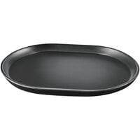 Cal-Mil 22018-13 Hudson 14" x 11 1/4" Black Oval Raised Rim Melamine Platter