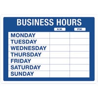 Cosco 098023 14" x 10" Business Hours Sign with Numbers