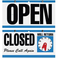 Cosco 098023 11 1/2 inch x 6 inch 2-Sided Open / Closed Sign with Clock