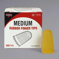 Cosco 098173 Size 11 1/2 (Medium) Amber Rubber Finger Tips - 12/Pack