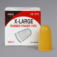 Cosco 098199 Size 13 (Extra Large) Amber Rubber Finger Tips - 12/Pack
