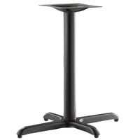 Lancaster Table & Seating Excalibur 22" x 30" Cross Black Outdoor Table Base with Standard Height Column and FLAT Tech Equalizer Table Levelers