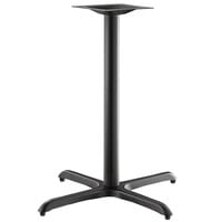 Lancaster Table & Seating Excalibur 33" x 33" Cross Black Outdoor Table Base with Counter Height Column and FLAT Tech Equalizer Table Levelers