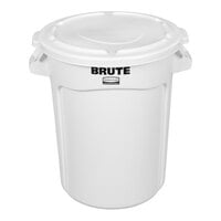 Rubbermaid® BRUTE 32 Gallon / 510 Cup White Round Ingredient Storage Bin with Lid