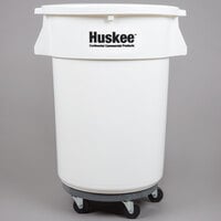 Continental Huskee 44 Gallon / 700 Cup White Round Mobile Ingredient Storage Bin with Flat Top Lid