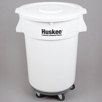 Continental Huskee 44 Gallon / 700 Cup White Round Mobile Ingredient Storage Bin with Flat Top Lid