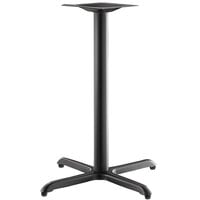 Lancaster Table & Seating Excalibur 30" x 30" Cross Black Outdoor Table Base with Counter Height Column and FLAT Tech Equalizer Table Levelers