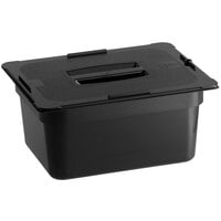 Vigor 1/2 Size 6 inch Deep Black Food Pan with Drain Tray and Lid