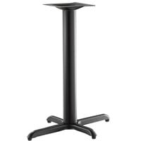 Lancaster Table & Seating Excalibur 22" x 30" Cross Black Outdoor Table Base with 4" Counter Height Column and FLAT Tech Equalizer Table Levelers