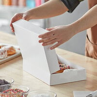 Baker's Mark 12 inch x 8 inch x 2 1/4 inch White Auto-Popup Donut / Bakery Box - 10/Pack