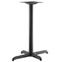 Lancaster Table & Seating Excalibur 22" x 30" Cross Black Outdoor Table Base with Counter Height Column and FLAT Tech Equalizer Table Levelers