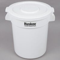 Continental Huskee 20 Gallon / 320 Cup White Round Ingredient Storage Bin with Flat Top Lid
