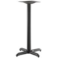Lancaster Table & Seating Excalibur 22" x 22" Cross Black Outdoor Table Base with Counter Height Column and FLAT Tech Equalizer Table Levelers