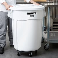 Rubbermaid BRUTE 55 Gallon / 880 Cup White Round Mobile Ingredient Storage Bin with Lid
