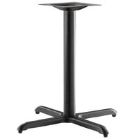 Lancaster Table & Seating Excalibur 30" x 30" Cross Black Outdoor Table Base with Standard Height Column and FLAT Tech Equalizer Table Levelers