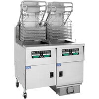 Pitco SELVRF-2/FD Solstice 152 lb. Reduced Oil Volume / High Output 2 Pot Electric Rack Floor Fryer with Intellifry Computer Controls and Automatic Top-Off - 73.2 kW, 220-240V