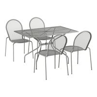 Lancaster Table & Seating Harbor Gray 30" x 48" Rectangular Outdoor Standard Height Table with Modern Legs and 4 Side Chairs