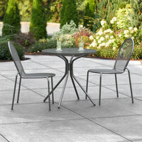 Lancaster Table & Seating Harbor Black 30 inch Round Outdoor Standard Height Table with Modern Legs and 2 Side Chairs