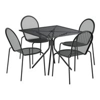 Lancaster Table & Seating Harbor Black 36" Square Outdoor Standard Height Table with Modern Legs and 4 Side Chairs