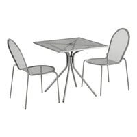 Lancaster Table & Seating Harbor Gray 30" Square Outdoor Standard Height Table with Modern Legs and 2 Side Chairs