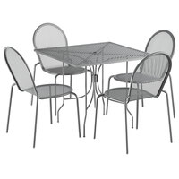 Lancaster Table & Seating Harbor Gray 36" Square Outdoor Standard Height Table with Ornate Legs and 4 Side Chairs