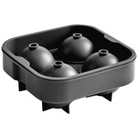 Choice Black Silicone 4 Compartment 2 inch Sphere Ice / Dessert Mold