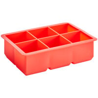 Choice Red Silicone 6 Compartment 2 inch Cube Ice Mold