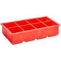 Choice Red Silicone 8 Compartment 2 inch Cube Ice / Dessert Mold