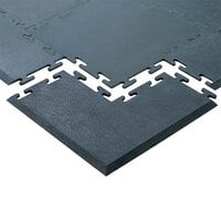 Cactus Mat 2560-COC Tile Lock 12 inch x 24 inch Black Rubber Interlocking Outside Corner Weight Room Mat - 3/8 inch Thick
