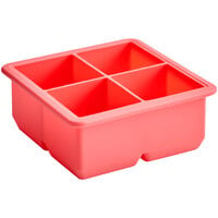 Choice Red Silicone 4 Compartment 2 inch Cube Ice / Dessert Mold