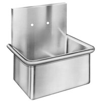 Just Manufacturing A186652 Stainless Steel Wall Hung Single Bowl Surgeon Scrub Sink with 2 Faucet Holes - 20" x 15" x 12" Bowl