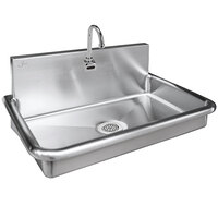 Just Manufacturing JADA3020S ADA Compliant Stainless Steel Wall Hung Single Bowl Surgeon Scrub Sink with 1 Sensor Faucet - 27" x 16 1/2" x 5 1/2" Bowl