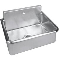 Just Manufacturing JS1221 Stainless Steel Wall Hung Single Bowl Surgeon Scrub Sink with 1 Faucet Hole - 22" x 16" x 10 1/2" Bowl