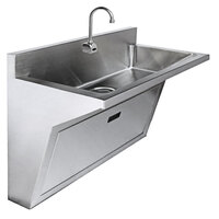 Just Manufacturing JADA7701S ADA Compliant, Stainless Steel Wall Hung Single Bowl Surgeon Scrub Sink with 1 Sensor Faucet - 32" x 16 1/2" x 6 1/2" Bowl