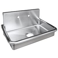 Just Manufacturing JADA30202 ADA Compliant Stainless Steel Wall Hung Single Bowl Surgeon Scrub Sink with 2 Faucet Holes - 27" x 16 1/2" x 5 1/2" Bowl