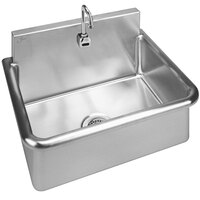 Just Manufacturing JS122S Stainless Steel Wall Hung Single Bowl Surgeon Scrub Sink with 1 Sensor Faucet - 22" x 16" x 10 1/2" Bowl