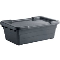 Choice 25 inch x 15 inch x 8 inch Dark Gray Meat Lug / Tote Box with Cover