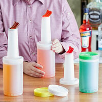 Choice 1 Qt. Pour Bottle Set with Assorted Color Spouts and Caps - 6/Pack