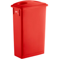 Lavex Janitorial 23 Gallon Red Slim Rectangular Recycle Bin with Bottle / Can Lid