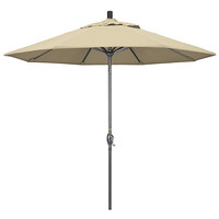 California Umbrella GSPT 908 PACIFICA Pacific Trail 9' Crank Lift Umbrella with 1 1/2 inch Hammertone Aluminum Pole - Beige Fabric