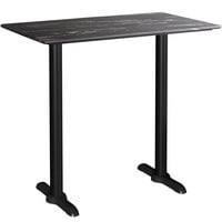 Lancaster Table & Seating Excalibur 27 1/2 inch x 47 3/16 inch Rectangular Bar Height Table with Smooth Letizia Finish and Two End Outdoor Base Plates