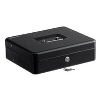 PointPlus 11 3/4" x 9 7/8" x 3 3/8" Black Cash Box with Tiered Coin Tray