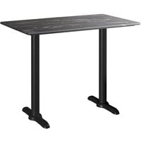 Lancaster Table & Seating Excalibur 27 1/2 inch x 47 3/16 inch Rectangular Counter Height Table with Smooth Letizia Finish and Two End Outdoor Base Plates
