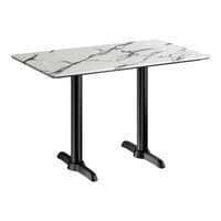 Lancaster Table & Seating Excalibur 28" x 48" Rectangular Standard Height Table with Smooth Versilla Finish and Two End Outdoor Base Plates