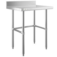 Regency 24" x 30" 16-Gauge 304 Stainless Steel Commercial Open Base Work Table with 4" Backsplash