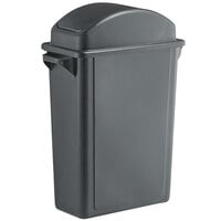 Lavex Janitorial 16 Gallon Gray Slim Rectangular Trash Can with Dome Swing Lid