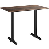 Lancaster Table & Seating Excalibur 27 1/2 inch x 47 3/16 inch Rectangular Counter Height Table with Textured Farmhouse Finish and Two End Outdoor Base Plates