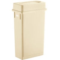 Lavex 23 Gallon Beige Slim Rectangular Trash Can with Drop Shot Lid