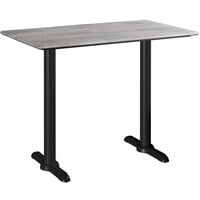 Lancaster Table & Seating Excalibur 27 1/2 inch x 47 3/16 inch Rectangular Counter Height Table with Textured Toscano Finish and Two End Outdoor Base Plates