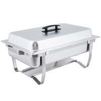 Choice Economy 8 Qt. Full Size Stainless Steel Chafer with Folding Frame - 3/Pack